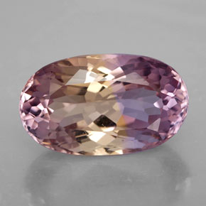 Ametrino bicolor natural 13,60ct, corte oval, VVS