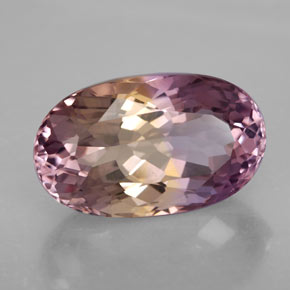 Ametrino bicolor natural 13,60ct, corte oval, VVS