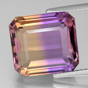 Ametrino bicolor natural 11,07ct, corte esmeralda, VS