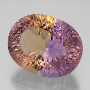 Ametrino bicolor natural 13,60ct, corte oval, IF
