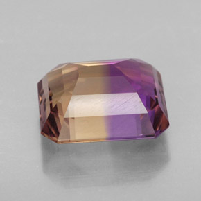 Ametrino bicolor natural 6,19ct, corte esmeralda, VVS