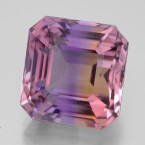 Ametrino bicolor natural 12,03ct, corte esmeralda, VVS