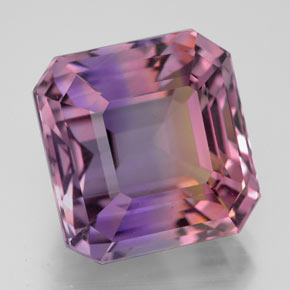 Ametrino bicolor natural 12,03ct, corte esmeralda, VVS