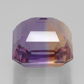 Ametrino bicolor natural 12,03ct, corte esmeralda, VVS