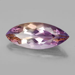 Ametrino bicolor natural 13,51ct, marquise, IF