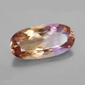 Ametrino bicolor natural 18,48ct, corte oval, VVS