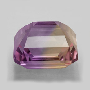 Ametrino bicolor natural 5,69ct, corte esmeralda, VVS