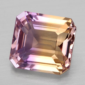 Ametrino bicolor natural 4,39ct, corte esmeralda, VVS