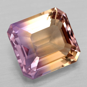 Ametrino bicolor natural 4,39ct, corte esmeralda, VVS