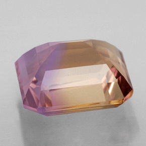 Ametrino bicolor natural 4,39ct, corte esmeralda, VVS