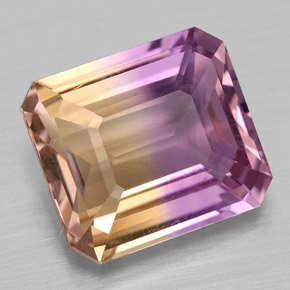 Ametrino bicolor natural 4,28ct, corte esmeralda, VVS