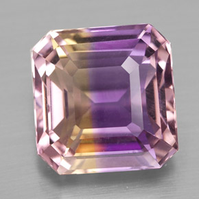 Ametrino bicolor natural 4,82ct, corte esmeralda, VVS