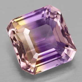 Ametrino bicolor natural 4,82ct, corte esmeralda, VVS