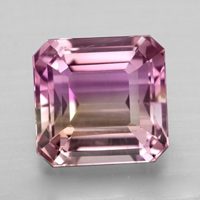 Ametrino bicolor natural 4,64ct, corte esmeralda, VVS-VS