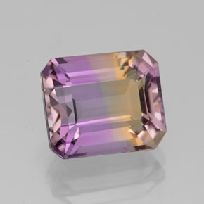 Ametrino bicolor natural 4,38ct, corte esmeralda, VVS