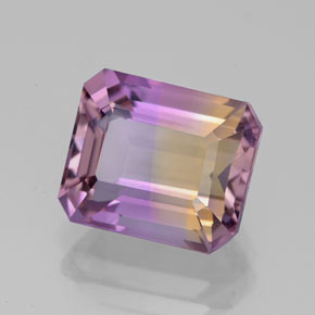 Ametrino bicolor natural 4,38ct, corte esmeralda, VVS