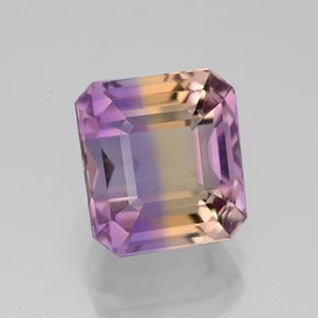 Ametrino bicolor natural 4,69ct, corte esmeralda, VVS