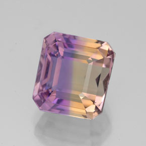 Ametrino bicolor natural 4,69ct, corte esmeralda, VVS