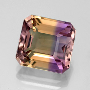 Ametrino bicolor natural 4,67ct, corte esmeralda, VVS