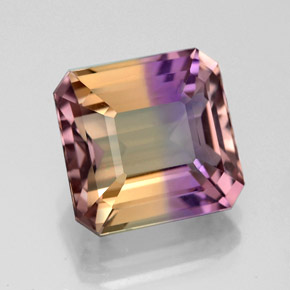 Ametrino bicolor natural 4,67ct, corte esmeralda, VVS