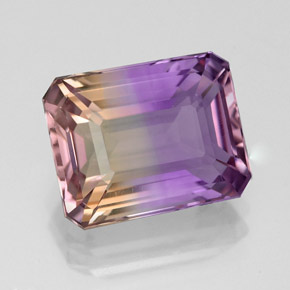 Ametrino bicolor natural 4,70ct, corte esmeralda, VVS