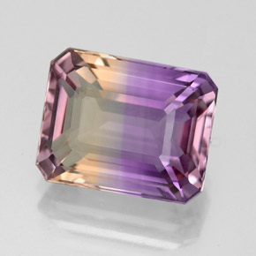Ametrino bicolor natural 4,70ct, corte esmeralda, VVS