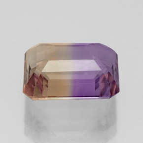 Ametrino bicolor natural 4,70ct, corte esmeralda, VVS