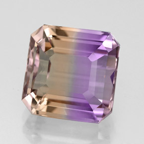 Ametrino bicolor natural 6,11ct, corte esmeralda, VVS