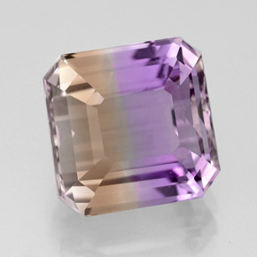 Ametrino bicolor natural 6,11ct, corte esmeralda, VVS