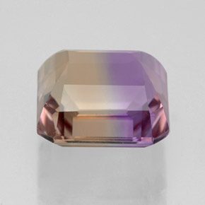 Ametrino bicolor natural 6,11ct, corte esmeralda, VVS