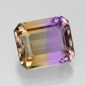 Ametrino bicolor natural 5,22ct, corte esmeralda, VVS