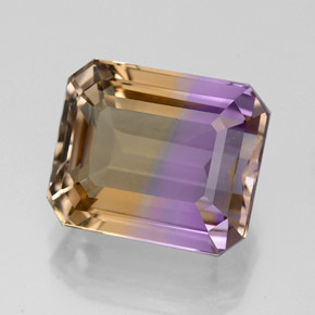 Ametrino bicolor natural 5,22ct, corte esmeralda, VVS