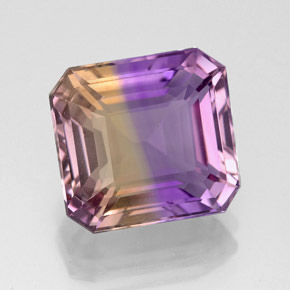 Ametrino bicolor natural 4,79ct, corte esmeralda, VVS