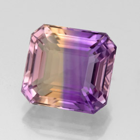 Ametrino bicolor natural 4,79ct, corte esmeralda, VVS