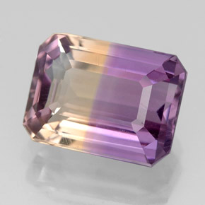 Ametrino bicolor natural 4,11ct, corte esmeralda, VVS