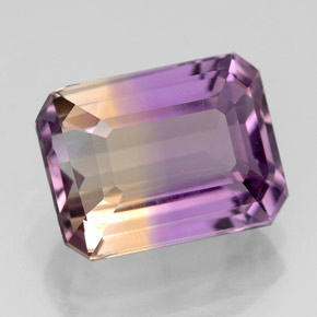 Ametrino bicolor natural 4,11ct, corte esmeralda, VVS