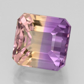 Ametrino bicolor natural 4,23ct, corte esmeralda, VVS