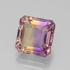 Ametrino bicolor natural 2,90ct, corte esmeralda, VVS