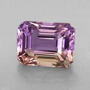 Ametrino bicolor natural 3,23ct, corte esmeralda, VVS