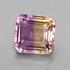Ametrino bicolor natural 2,68ct, corte esmeralda, VVS