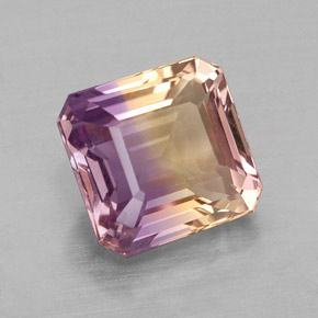 Ametrino bicolor natural 2,68ct, corte esmeralda, VVS