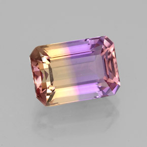 Ametrino bicolor natural 2,92ct, corte esmeralda, VVS
