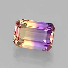 Ametrino bicolor natural 2,92ct, corte esmeralda, VVS