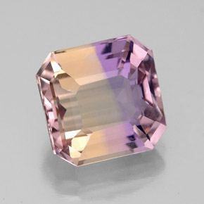 Ametrino bicolor natural 4,65ct, corte esmeralda, VVS