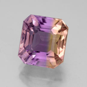 Ametrino bicolor natural 4,15ct, corte esmeralda, VVS