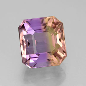 Ametrino bicolor natural 4,15ct, corte esmeralda, VVS