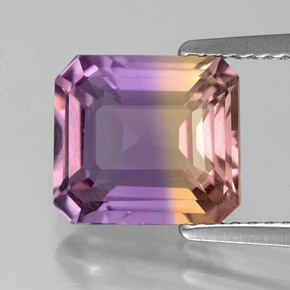 Ametrino bicolor natural 2,96ct, corte esmeralda, VVS