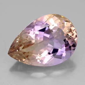 Ametrino bicolor natural 8,55ct, formato de pêra, VVS