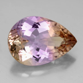 Ametrino bicolor natural 8,55ct, formato de pêra, VVS
