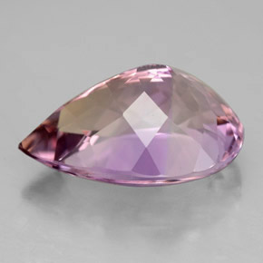 Ametrino bicolor natural 8,55ct, formato de pêra, VVS
